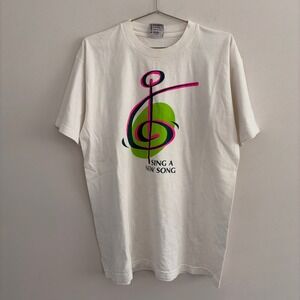 Vintage Bay Side Sing A New Song Graphic T Shirt White Large USA Made